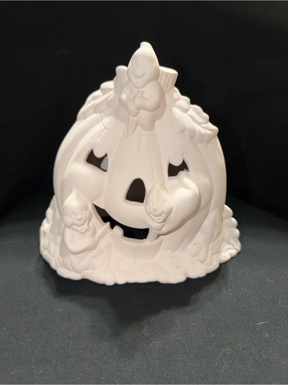Unpainted Ceramic Ghosts carving Pumpkin